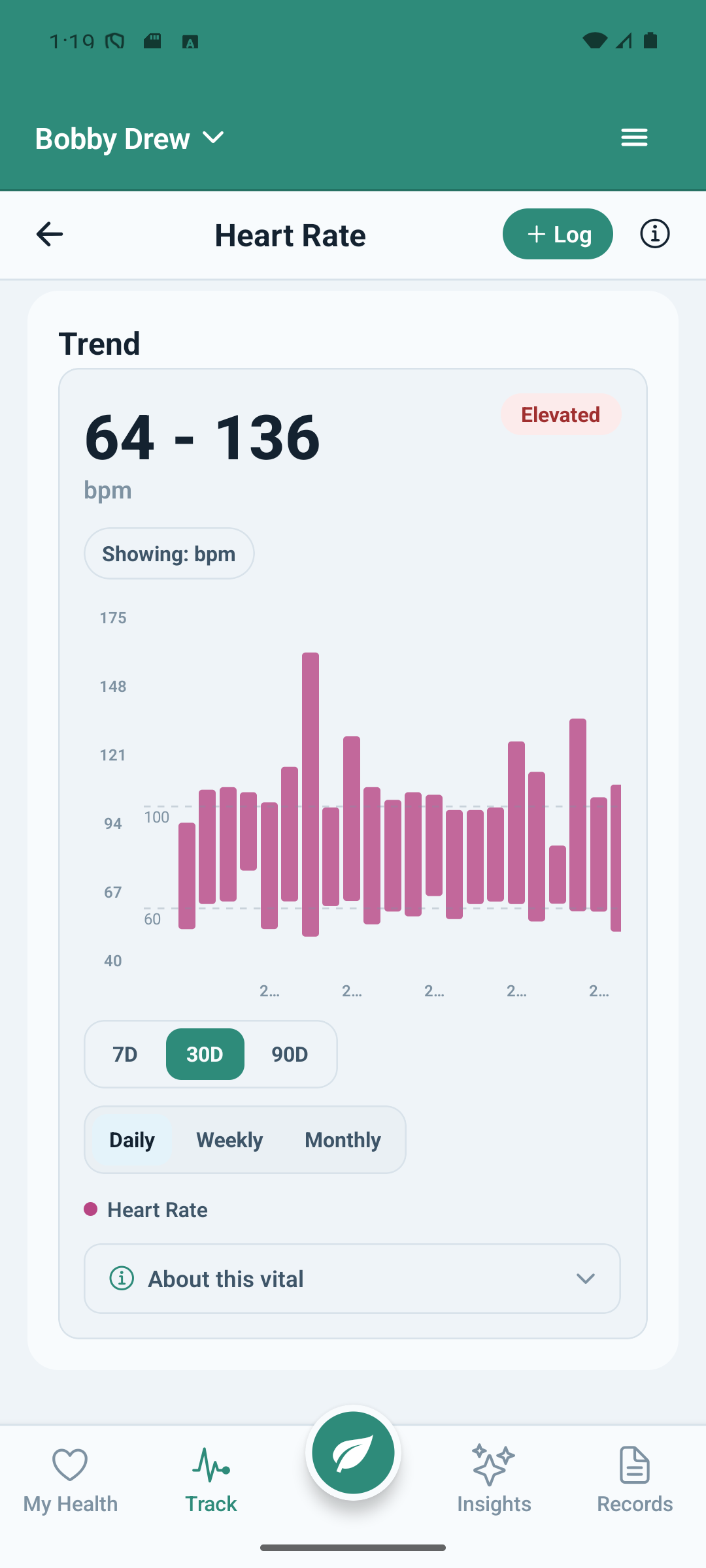 Neem Health AI heart health tracking screen