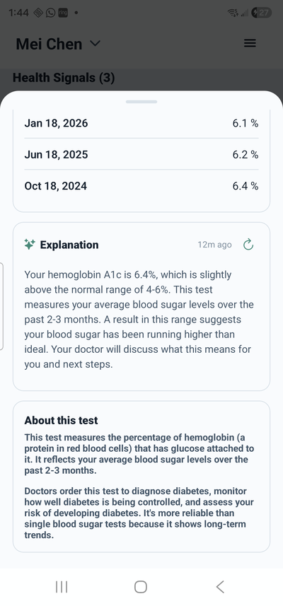 Neem AI explaining lab results in plain language