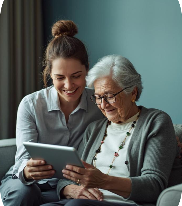 An older mother and daughter using Neem together